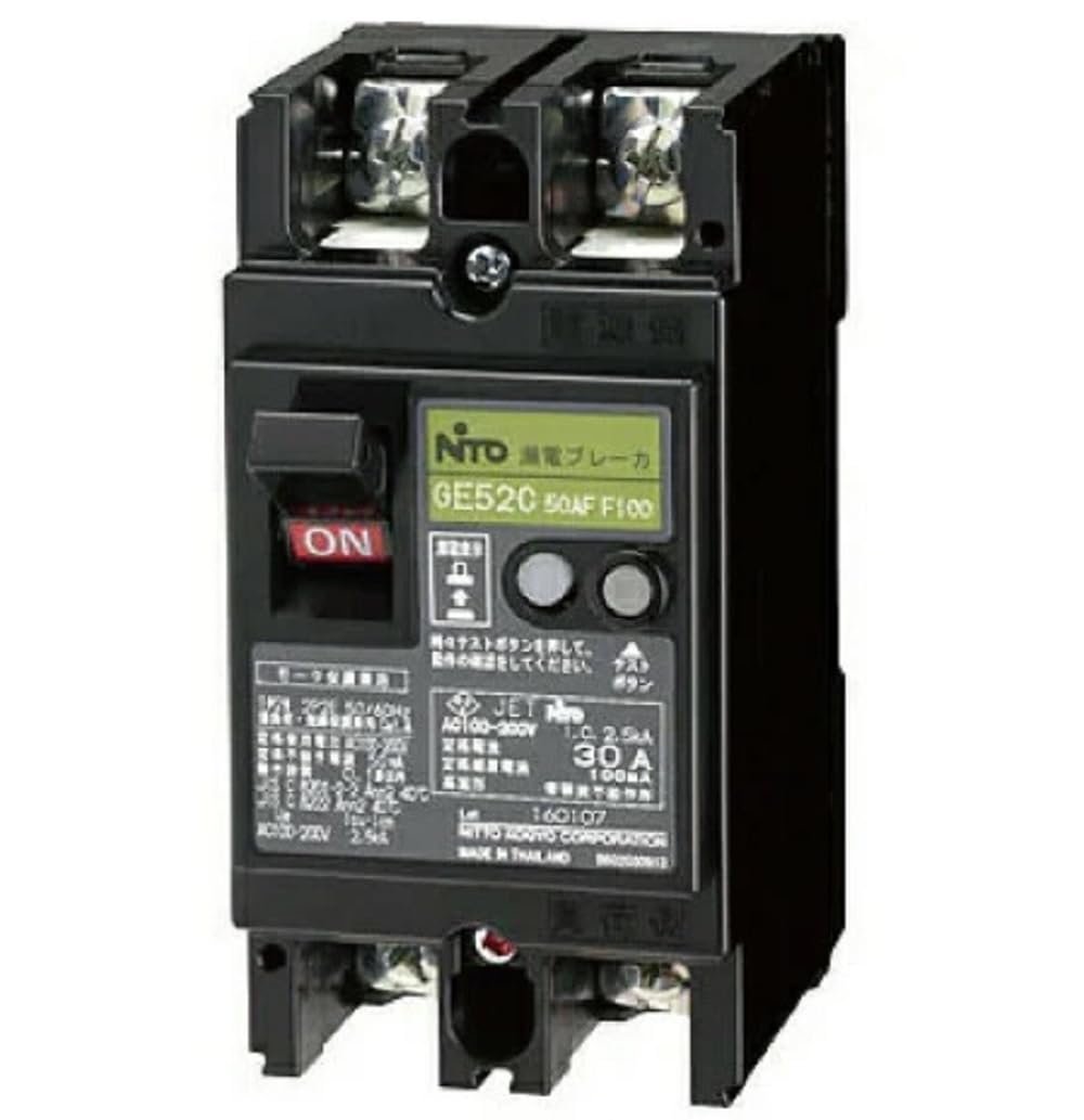 

Nitto Kogyo Earth Leakage Circuit Breaker, Agreement Type, GE52C, 2P, 30A, F30, GE52C2P30AF30