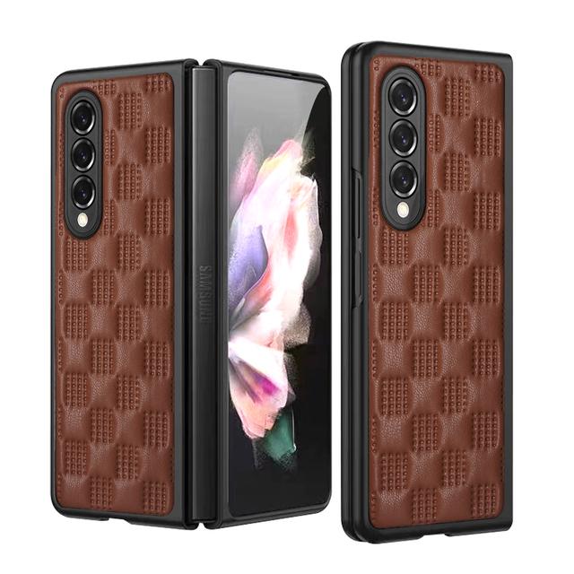 

Удобный тонкий кожаный чехол для Samsung Galaxy Z Fold 3 5g Fold3 матовый защитный чехол для Samsung Z Fold 3 for Galaxy Z Fold 3 коричневый