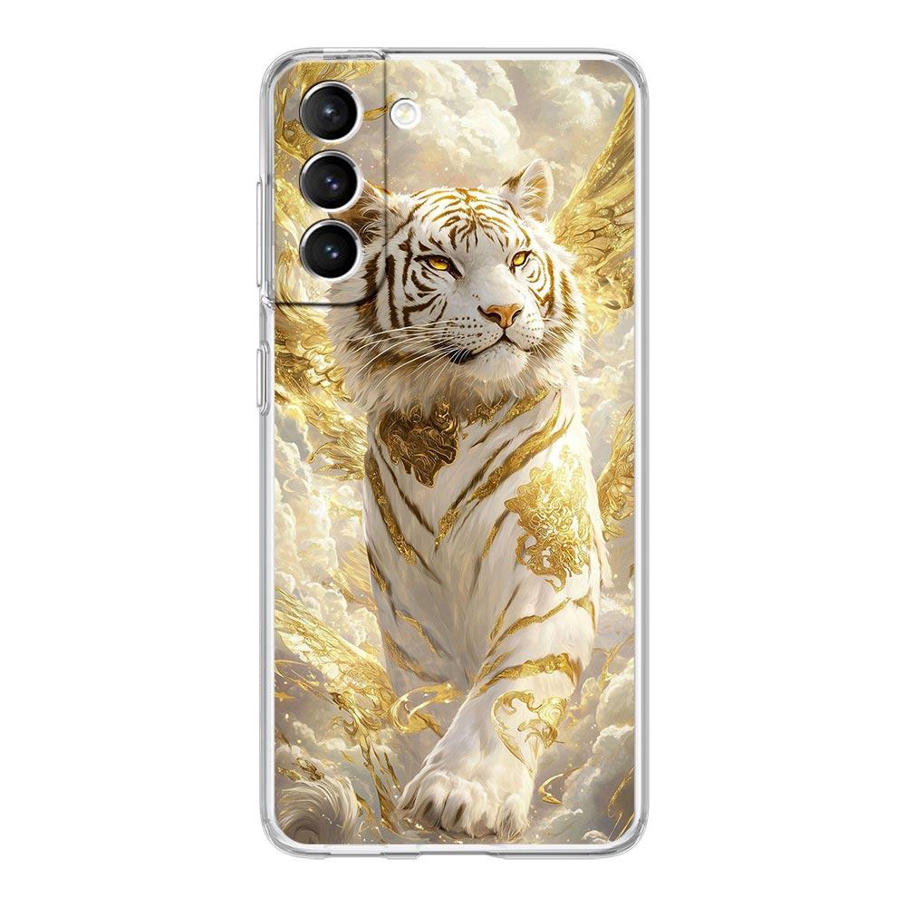 Phone Case For Samsung Galaxy S25 Edge S24 S23 FE S22 Ultra S20 S21 5G S10 Plus S10E Soft Clear Cover Animal White Tiger