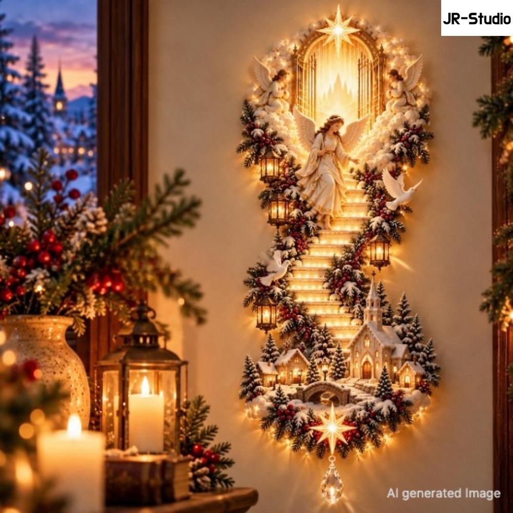 Light Up Angel Wall Lamp, Luminous Wing Resin Wall Decor, Christmas Star Scene Ornament, Festive Atmosphere Home Decoration Gift