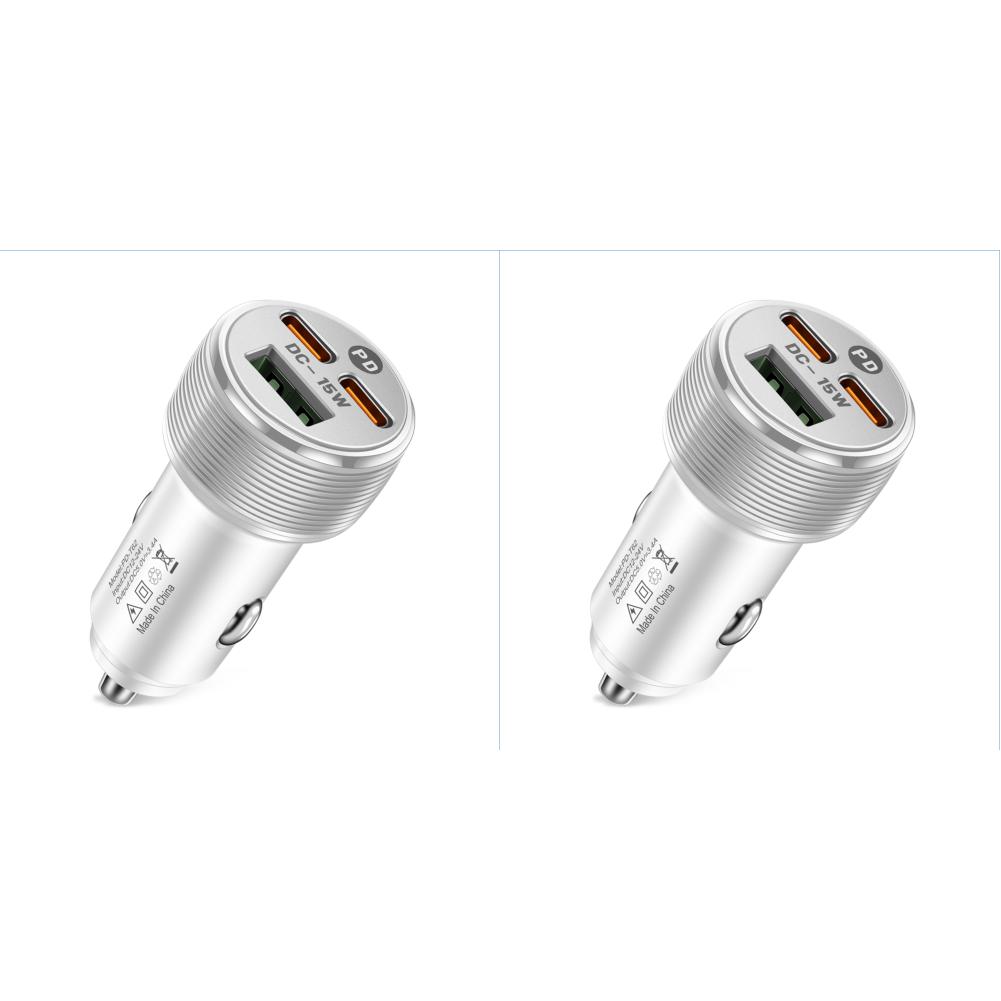 

Зарядное устройство 5 В 3 А 3 порта USB PD Type-C для автомобильного телефона для зарядки iPhone 14 Pro (белый)
