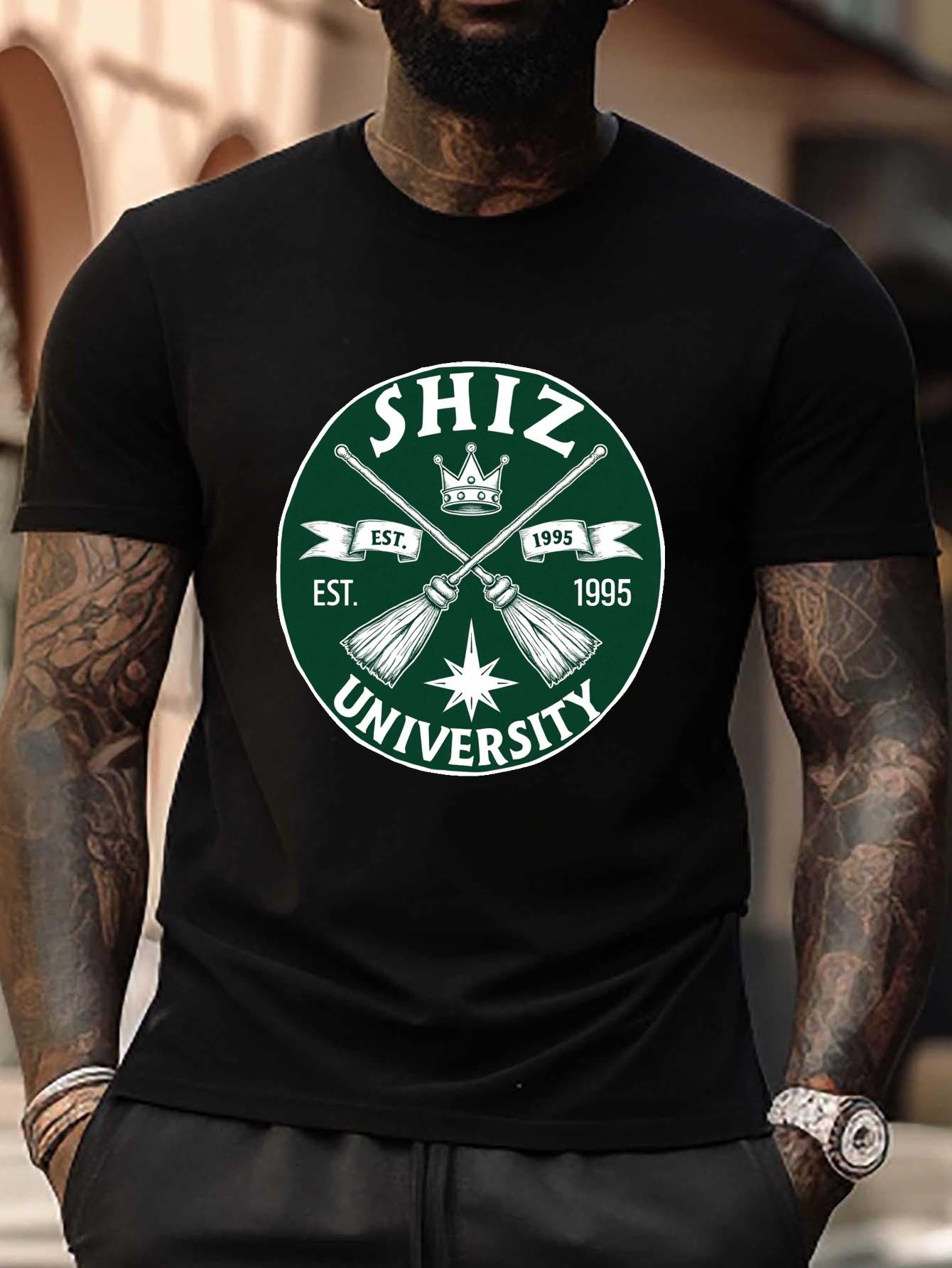 Plus Size Shiz University Broom and Wand Graphic T-shirt - Black Casual Summer Tee with Logo S