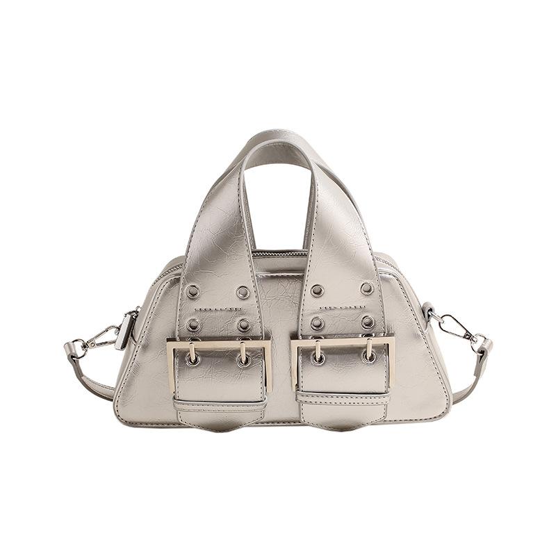 

Модная персонализированная сумка Женская новая однотонная универсальная маленькая квадратная сумка Повседневная сумка-мессенджер серебряный