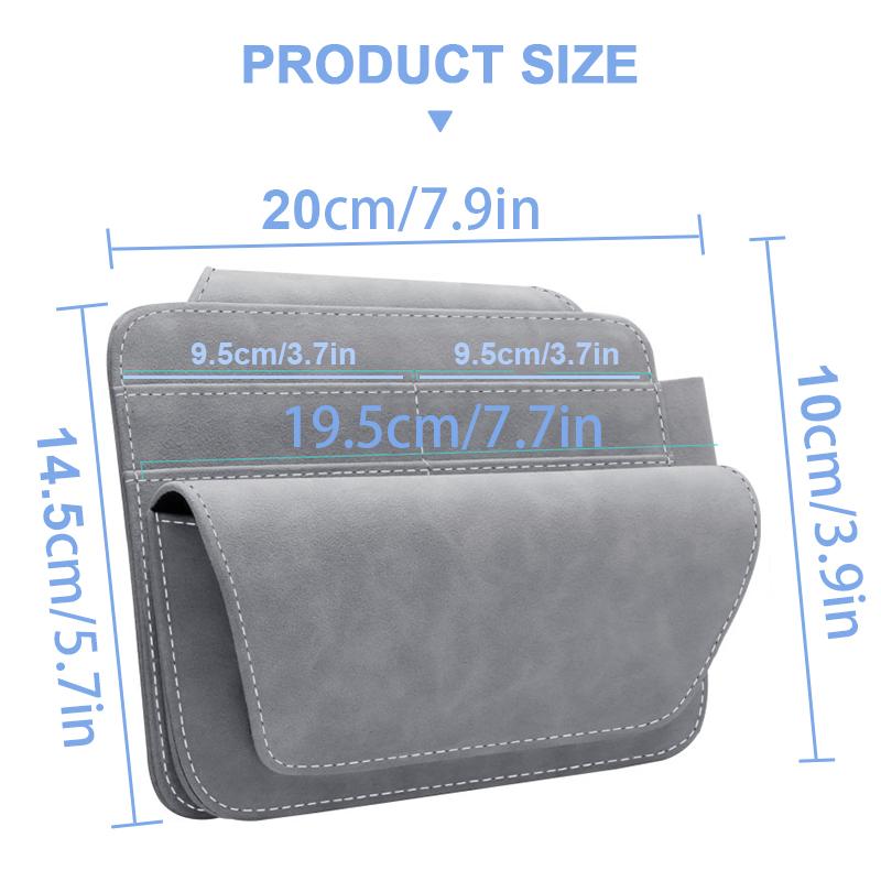 SEAMETAL Car Sun Visor Storage Bag with Glasses Case Luxury Suede Storage Pocket Organizer Card Holder