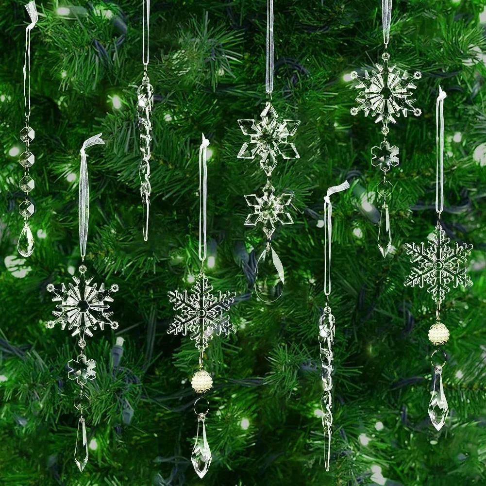 Christmas Ornaments For Christmas Tree Decoration Snowflake And Icicle Ornaments Christmas Party Decorations
