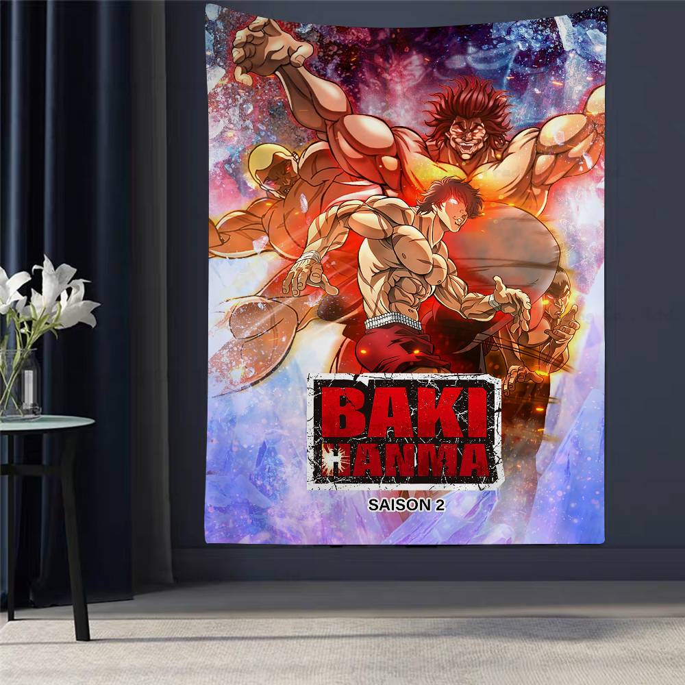 Anime Baki The GGrappler Colorful Tapestry Wall Hanging Hanging Tarot Hippie Wall Rugs Dorm Wall Art Decor