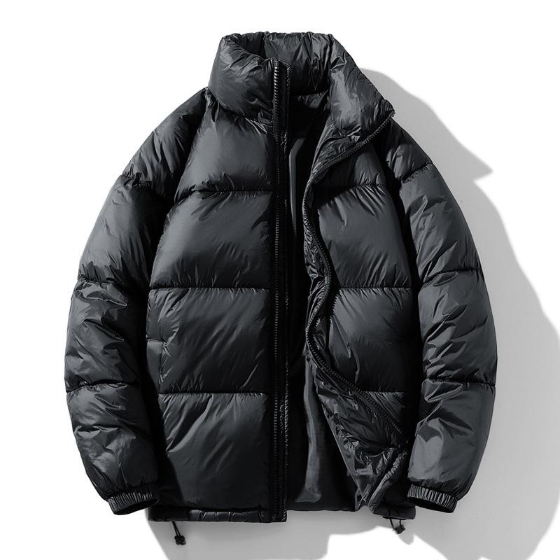 Winter Adjustable Hem Padded Jacket Korean Version Loose Solid Color Stand-up Collar Thickened Youth Cardigan Padded Jacket