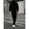 Men's Autumn and Winter Casual Fashion Two-piece Set, Hooded Long Sleeved Sweatshirt and Pants with New York Embossed Print