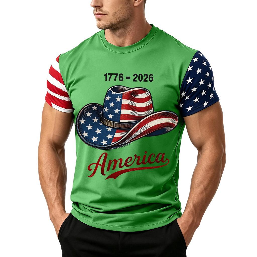Herren Unabhängigkeitstag Flaggenprint Kurzarm T-Shirt, Locker Lässig Täglich Sommer Oberteile