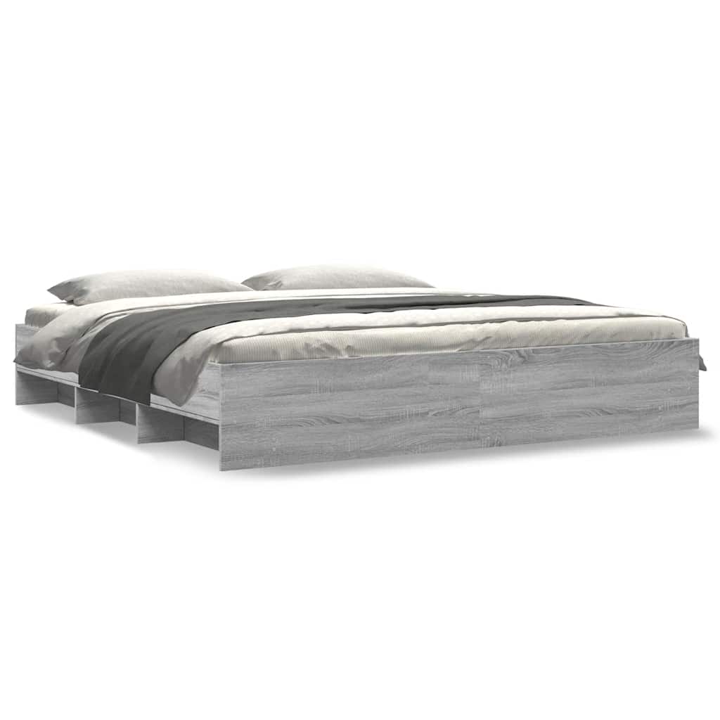 Bed Frame Gray Sonoma 200x200 cm Particleboard