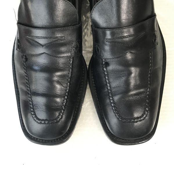 Vintage Moreschi Pravá kůže Mackay Konstrukce Nazouvací boty 7.5 26.0 Černé mokasíny Společenské boty(POUŽITÝ)