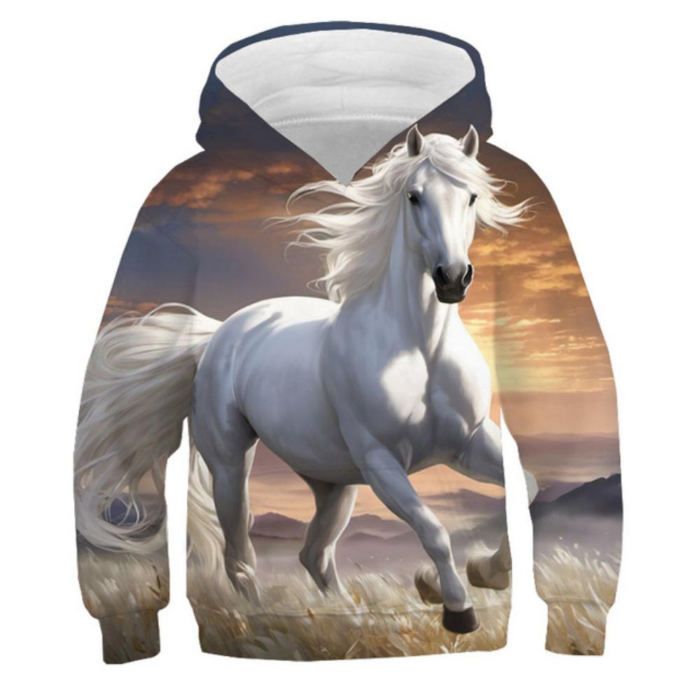 Kids Clothes Boy Hoodies Long Sleeve Creative 3D Horse Print Children Spring Fall Clothes Casual Stylish Outdoor Boy Clothes Top