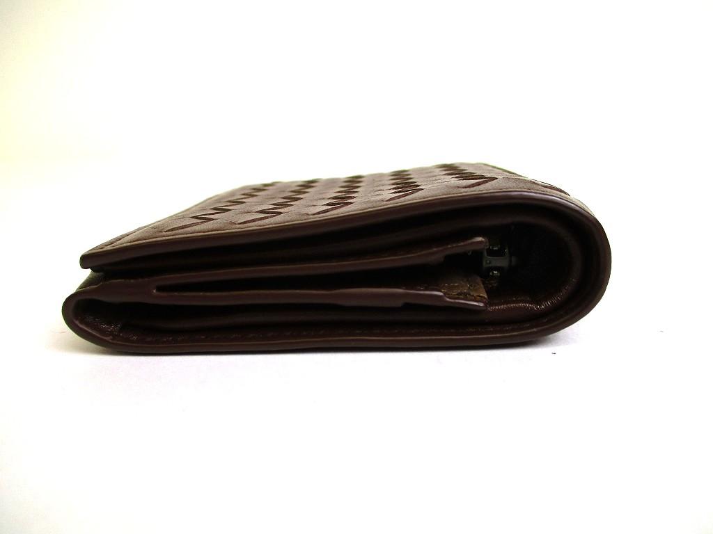 Authentic BOTTEGA VENETA Intrecciato Dark Brown Leather Trifold Wallet Compact Wallet #b118  Seller Refurbished