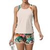 Womens Two Piece Tankini Swimsuit Set Racerback Tank Top with High Waisted Board Shorts Modest Bathing Suit