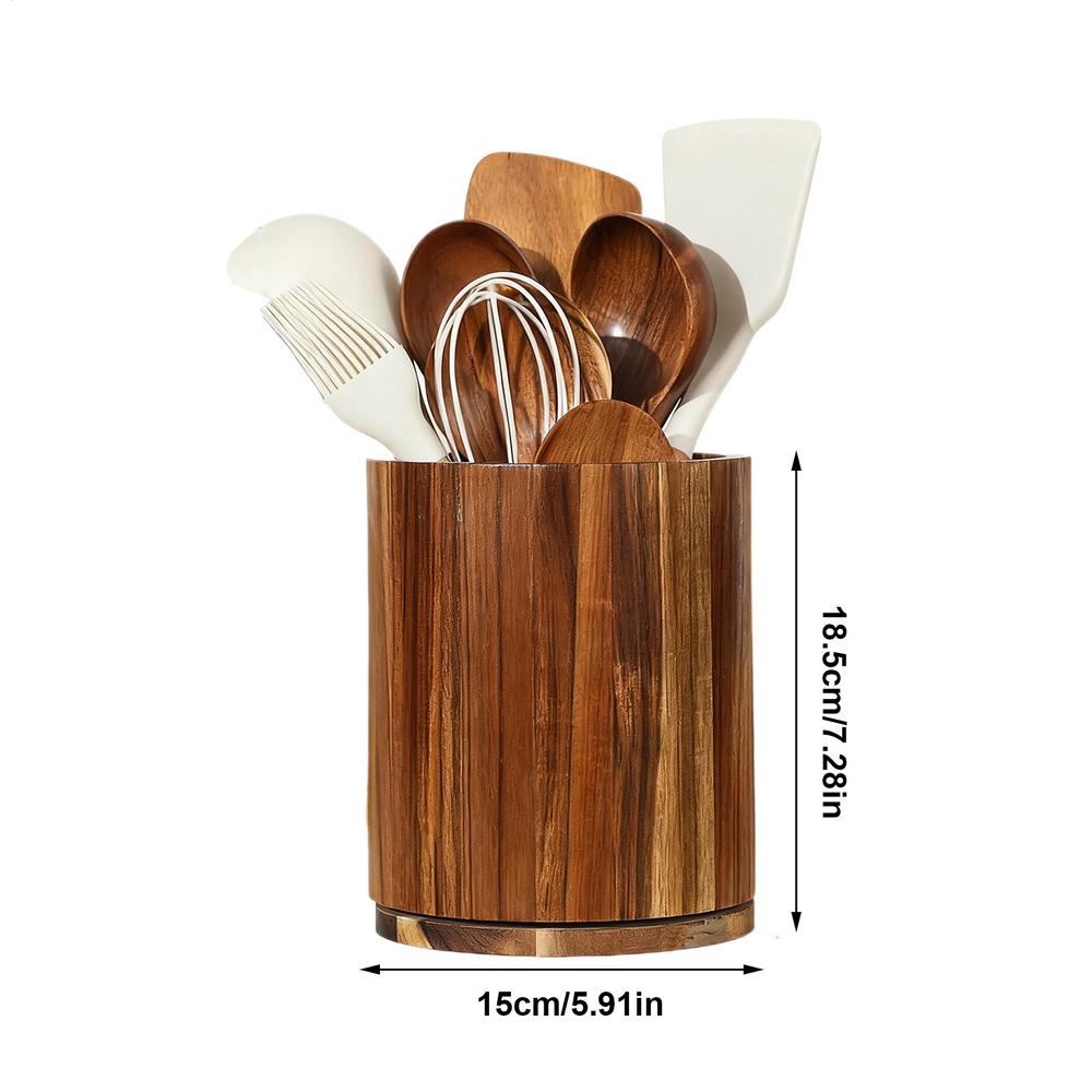 

Rotating Wooden Chopsticks Storage Holder Spoon Fork Tableware Storage Rack Container Organizer Kitchen Supplies
