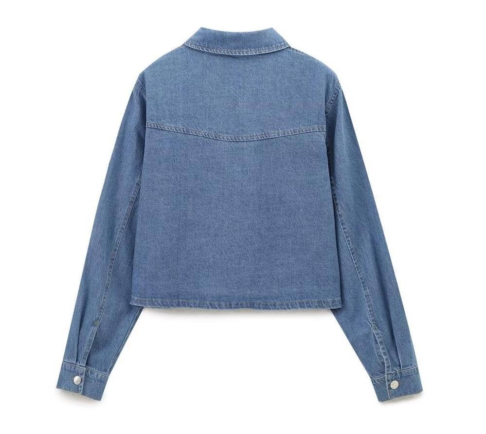 European and American Women's Casual Long-Sleeve Denim Shirt
