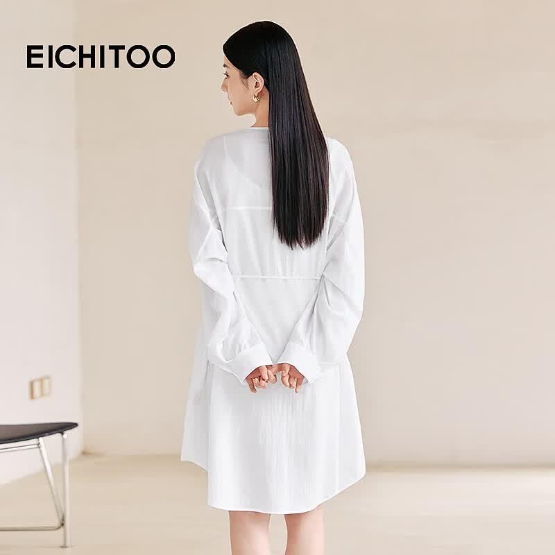EICHITOO Lightweight Long-Sleeve Shirt Dress