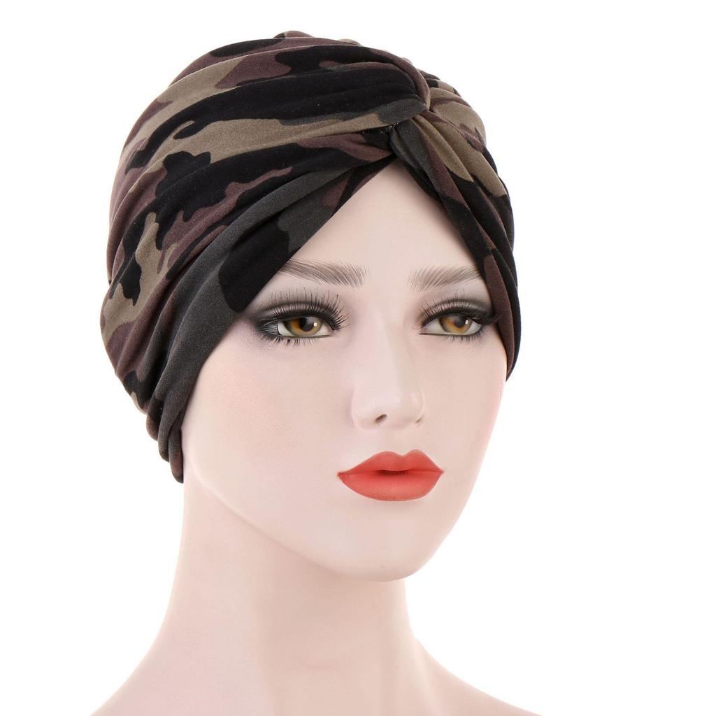 Floral Twist Leopard Print Headscarf Hat