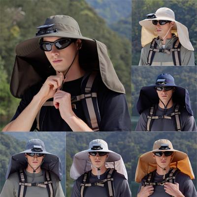 Outdoor Mountaineering Fishing Sun Hat With Large Solar Fan