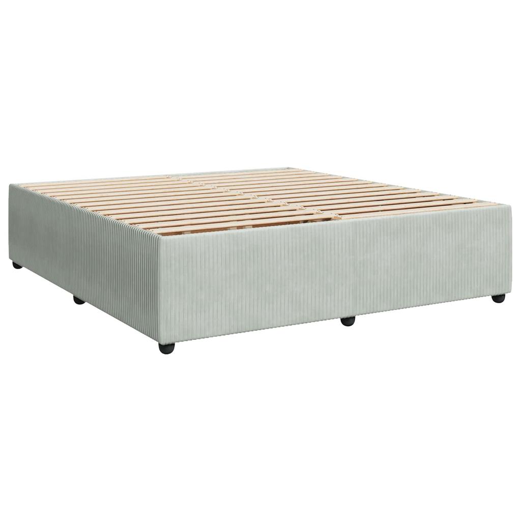 Box Spring Bed with Mattress Light Grey 200 X 200 Cm Velvet