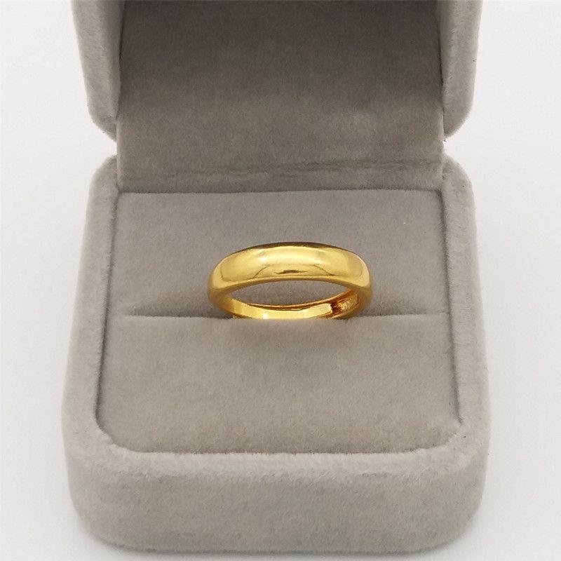 

Japanese and Korean Couple Open Wedding Artificial Gold Ring Thick gold smooth ring narrow version