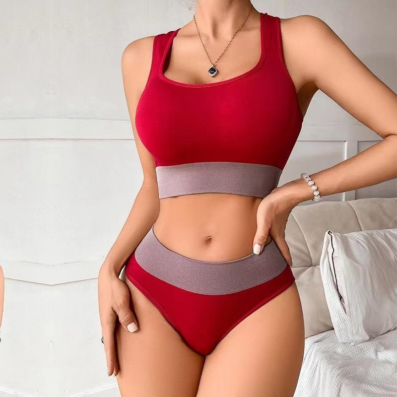 Ensemble de soutien-gorge transfrontalier avec haut à bretelles fines réglables imprimé 'love' pour femme, soutien-gorge exclusif européen et américain avec point de rassemblement