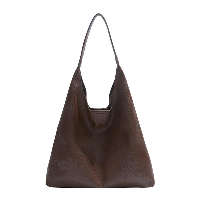 New trendy fashion solid color shoulder bag commuter texture tote bag simple large capacity handbag women's bag