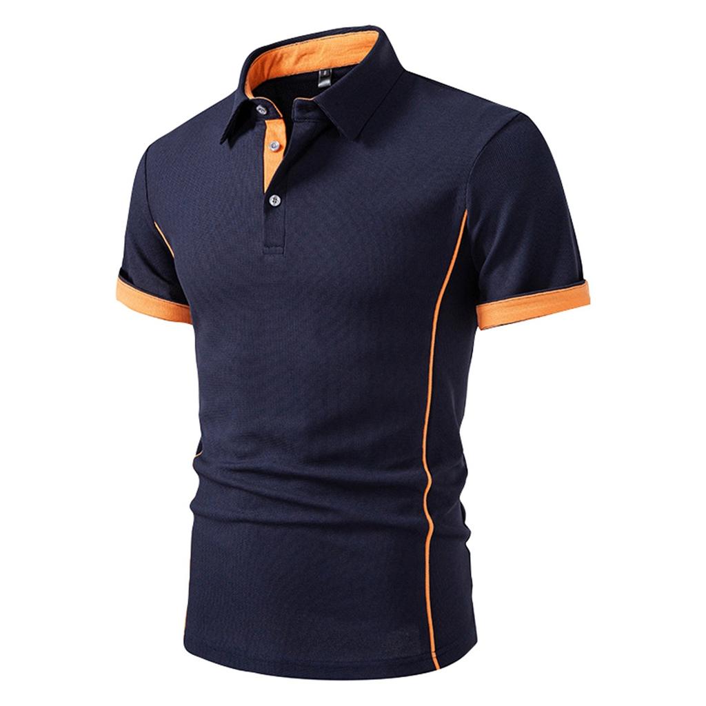 Men's Summer Colorblock Botton Short Sleeve Top Men's Casual Fashion Shirt