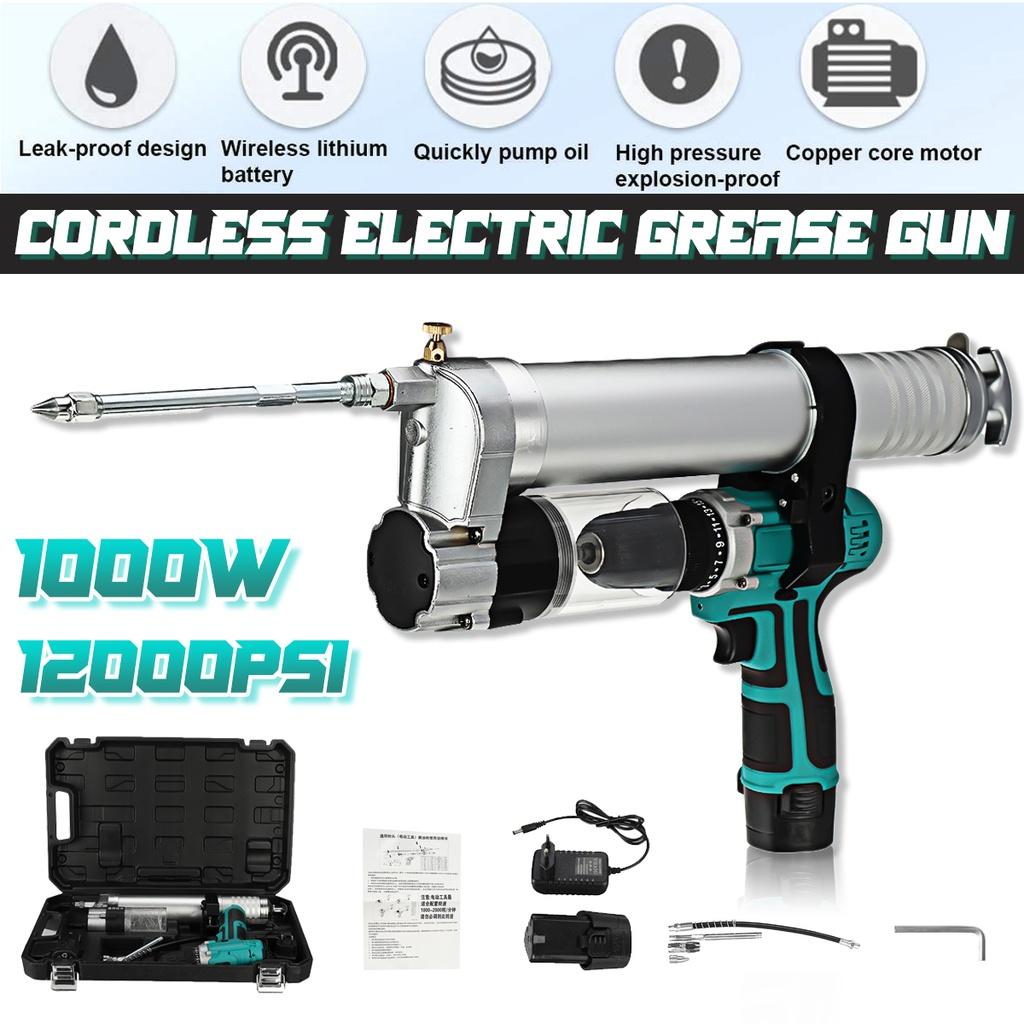 600ml 1000W 12V Automotive Greaser Mechanical Gear Greaser Cordless Electric Grease Guns Rechargeable High Pressure Excavator