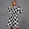 2025 New Faux Fur Coat Women's Mid To Long Black and White Checkered Women's Coat
