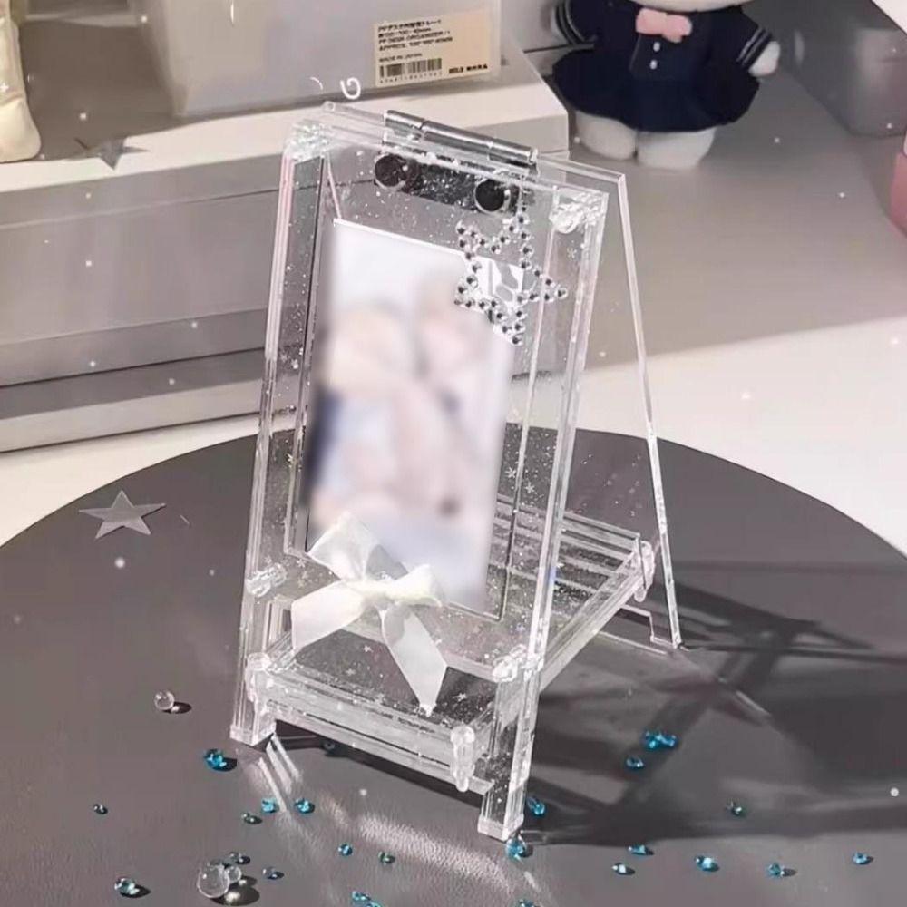 Przezroczysty uchwyt na fotokartki HD Wolnostojący 3 cale Karta Akrylowe etui na karty Ramka Oszczędzająca miejsce Ochronna