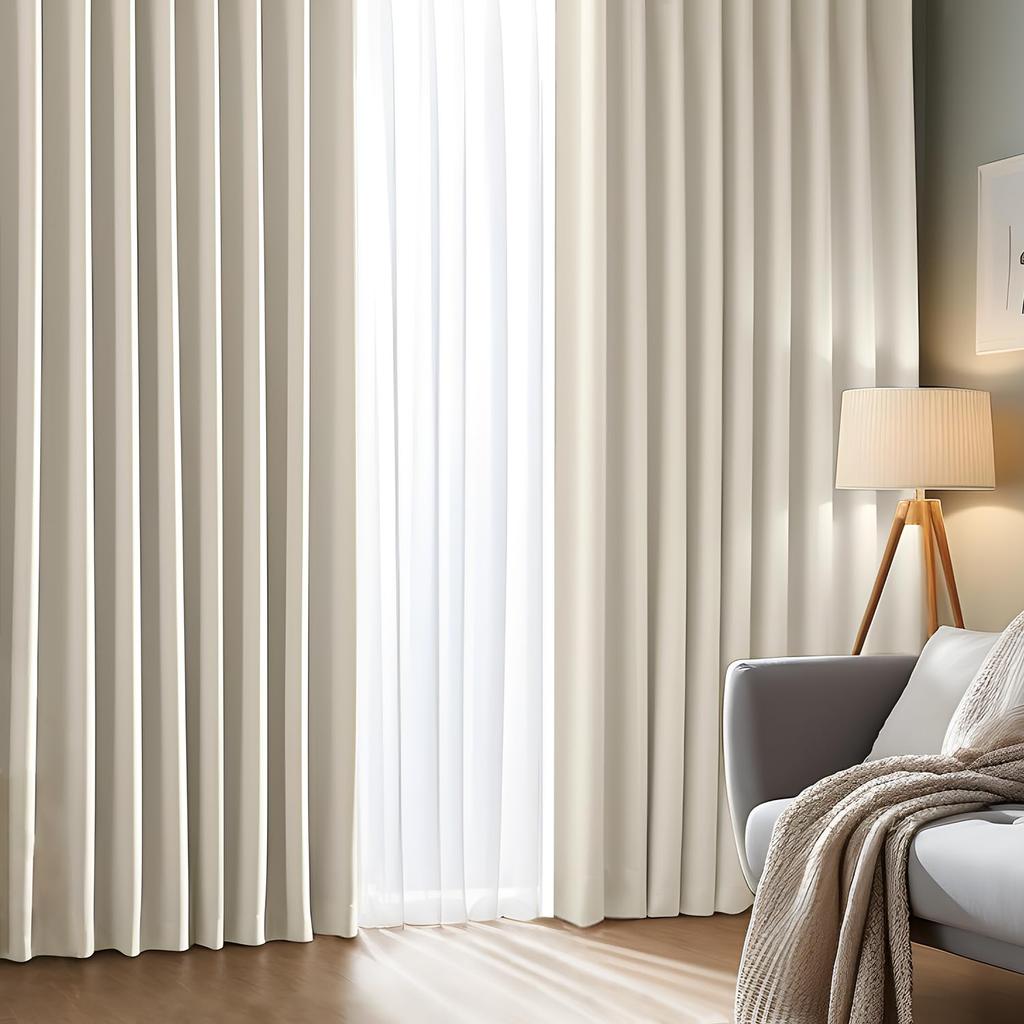 AZRA 1st Grade Blackout Curtains Set of Vertical Heat Cold Living 2 2 Lace Width 100 x Length 178 Curtains, 4, Stripes, Soundproofing, Insulation,