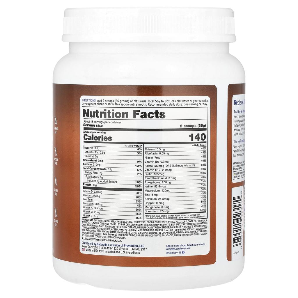 Total Soy®, Weight Loss Shake, Chocolate Flavor, 540G (1.2Lb)