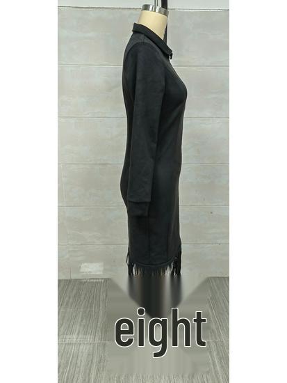 2025 Western Cowboy Style Suede Tassel Slim Fit Long Sleeve Dress