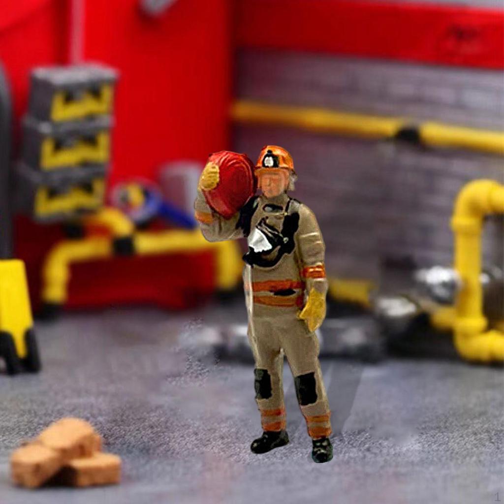 1/64 Feuerwehrmann Figuren Diorama Action Realistisch Winzige Leute Modell für Mikro-Landschaften
