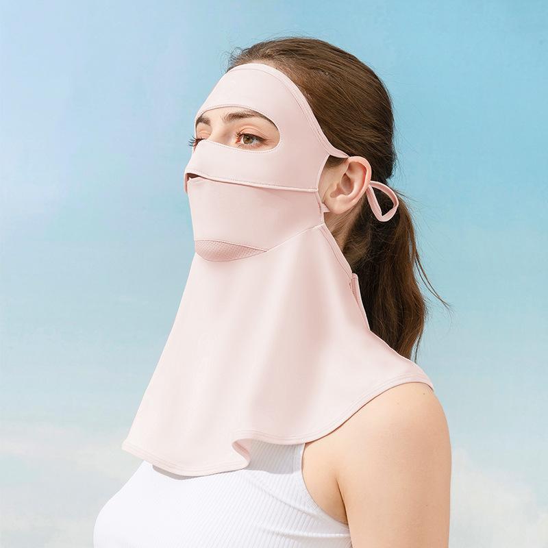 Women s Spring Summer Ice Silk Sun Protection Face Mask UV Protection Neck Cover Full Face Balaclava розовый