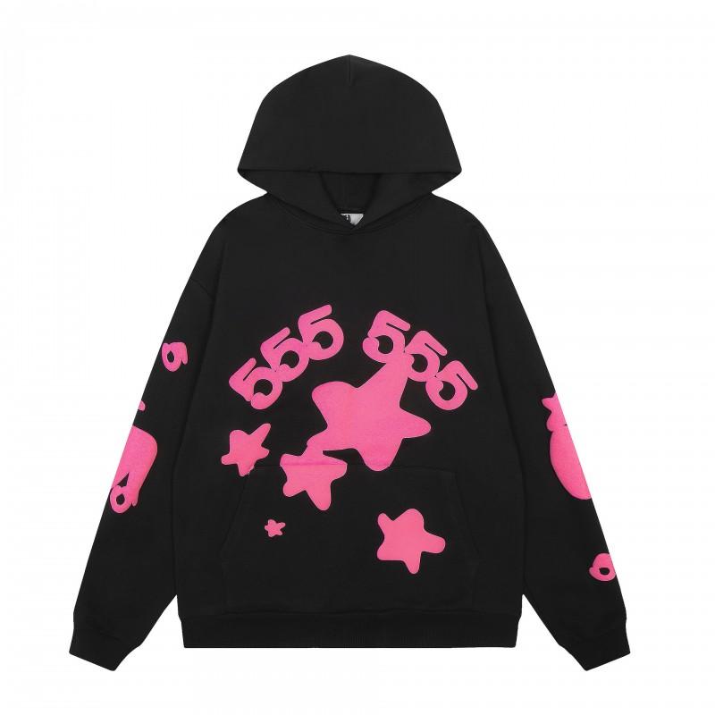 Young Thug Inspired Foam Letter 555555 Hoodie Couple Pink Sweatshirt