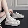 2025 Early Autumn New Imitation Leather Thick-soled Heightening Sports and Leisure Shoes Versatile Fashion Lightweight White Shoes Women's Shoes