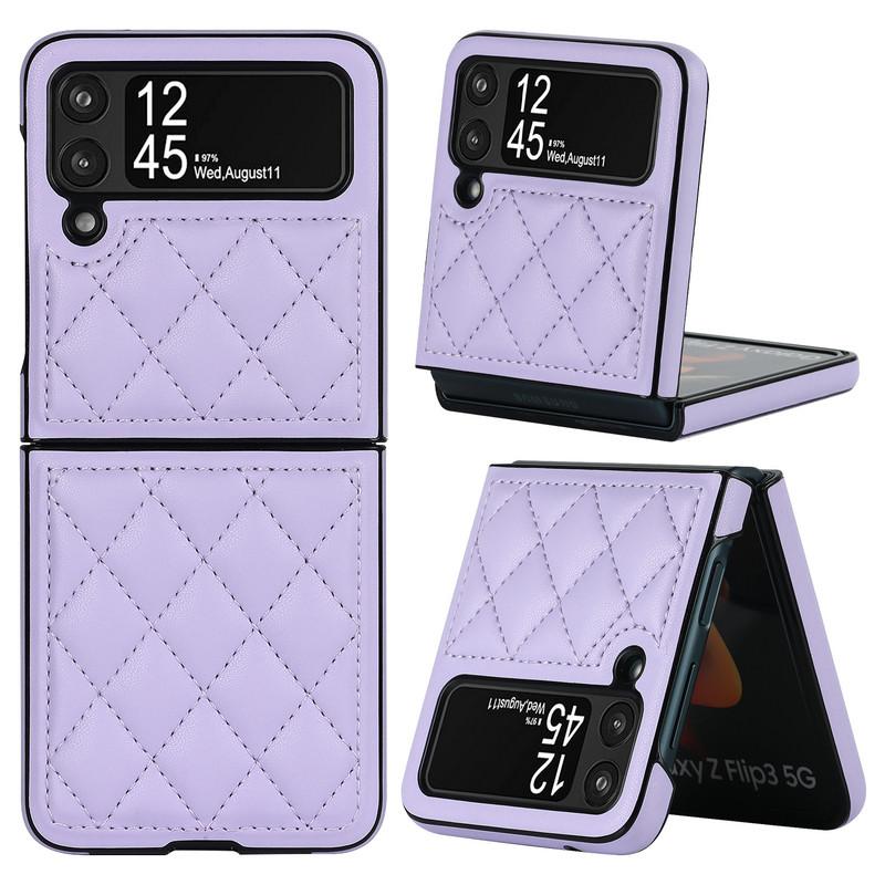 Luxury Brand Rhombic Lattice Phone Case for Samsung Galaxy Z Flip 3 Flip4 Silicone TPU Case Protection Shockproof Cover
