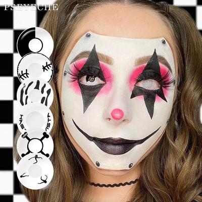 Pseyeche lentilles de Contact Halloween lentilles folles noir blanc croix Cosplay lentilles de Contact pour les yeux accessoires Anime
