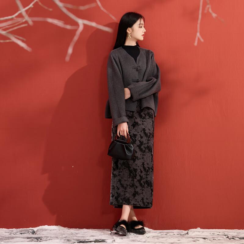 Sancai Women's Wool Blend Short Double-faced Coat