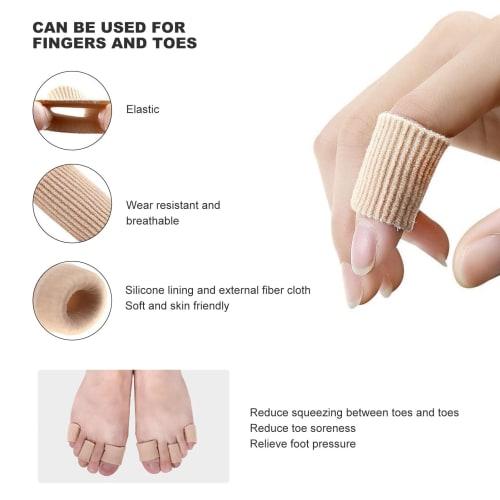 Soft Silicone Toe Cushion Tube Sleeves (for Blisters and Calluses) (10-Pack), Corn Pad Protectors (Small)