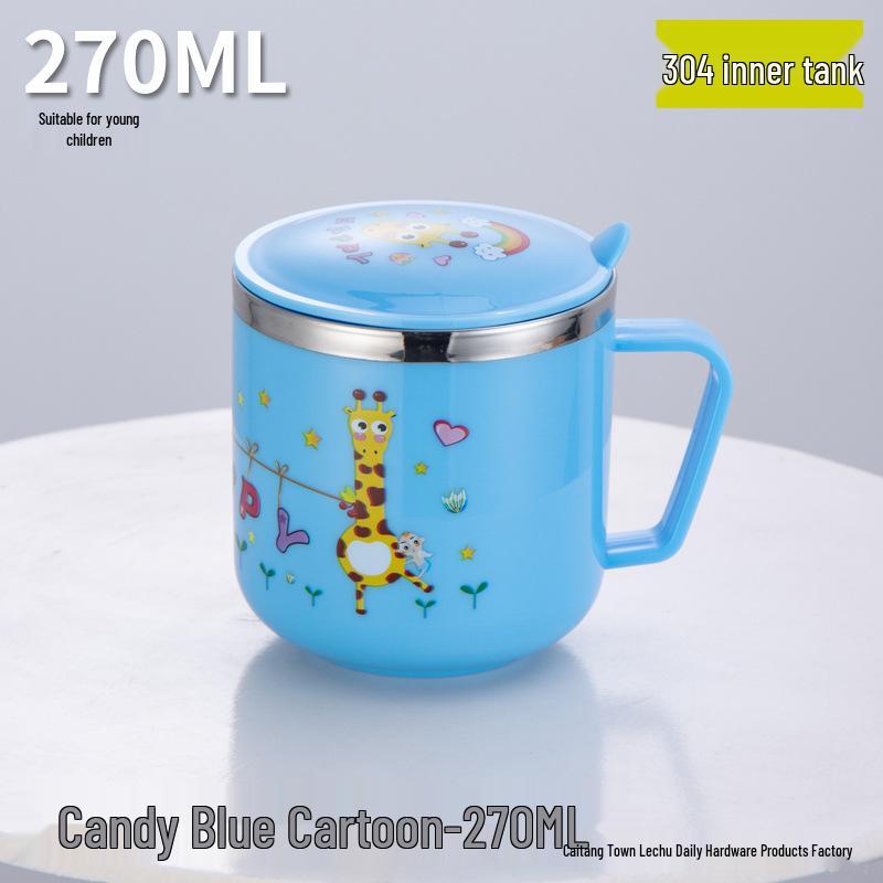 304 Stainless Steel Cartoon Water Cup with Lid for Kids - Children's Milk and Drinking Mug