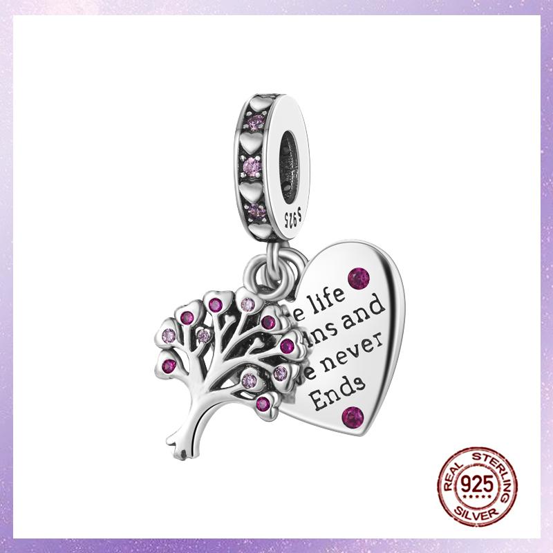 Purple Charms Copper Fit Original Pendant Bracelet Butterfly Glass Heart Feather Clip Charm Dangle Luminous Bead Diy Jewelry