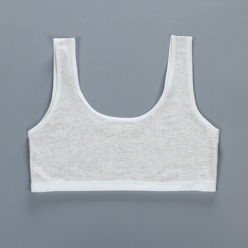 

Детский хлопковый спортивный тренировочный бюстгальтер, нижнее белье, тренировочный бюстгальтер для девочек, укороченный топ, 8-14 лет one size серый