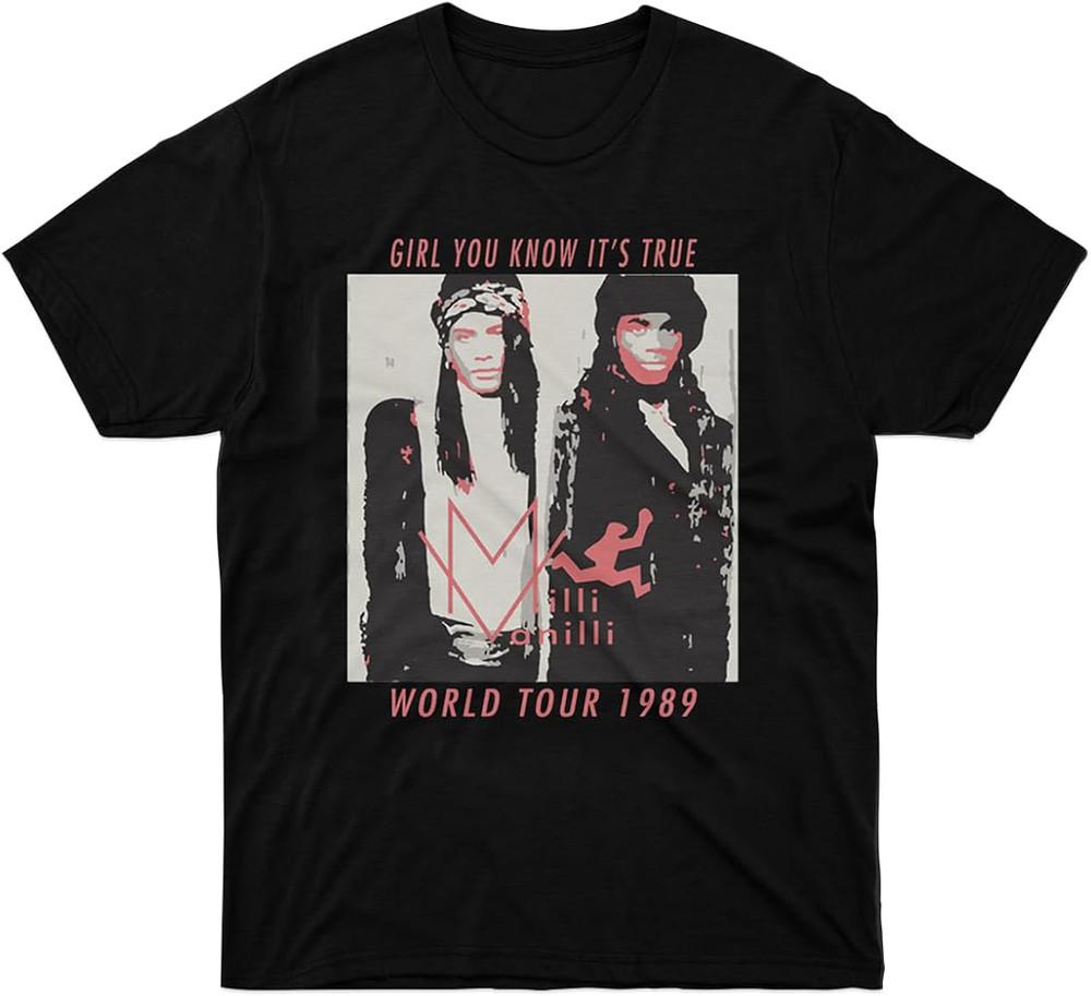 Milli Vanilli Мировой Тур Музыкальная Унисекс Футболка S-5XL MK695 Унисекс Футболка XXL
