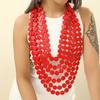 Geometrische mehrlagige Halskette mit Holzperlen für Damen Party-Accessoire