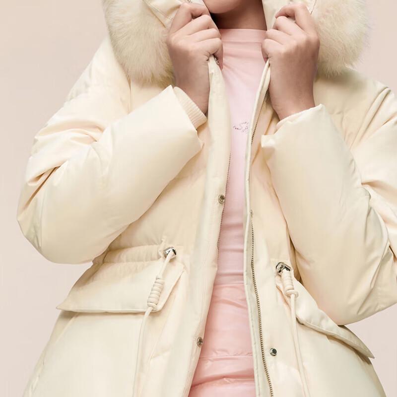 BOSIDENG Women's Long Faux Fur Collar Down Jacket B30145266