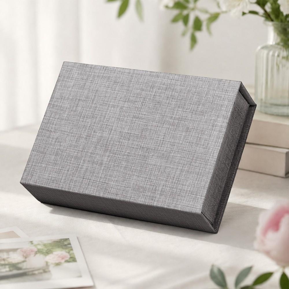 Magnetic Close Card Organizer Linen Fabric Fabric Box Document Holder For Jewelry Storage