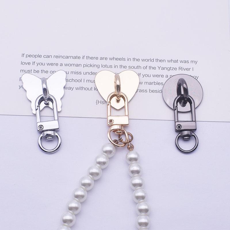 Fashion Cute Metal Phone Charm Holder Self Adhesive Heart Butterfly Lanyard For Case Bag Cup Earphone Accessory